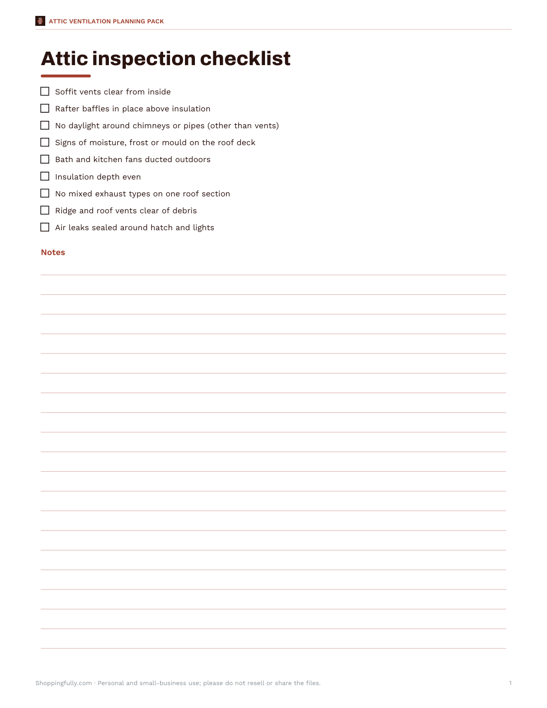 Preview of the first page of Inspection checklist (PDF/DOCX)