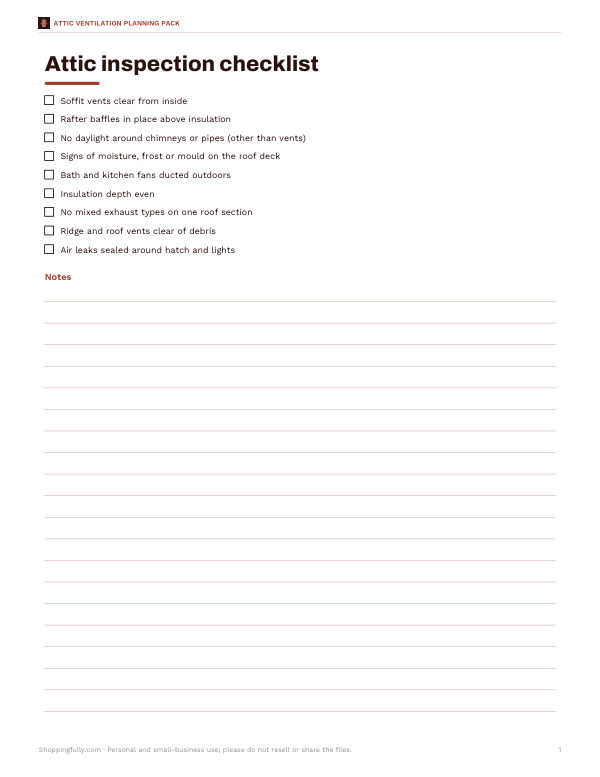 Preview of Printable Attic Inspection Checklist